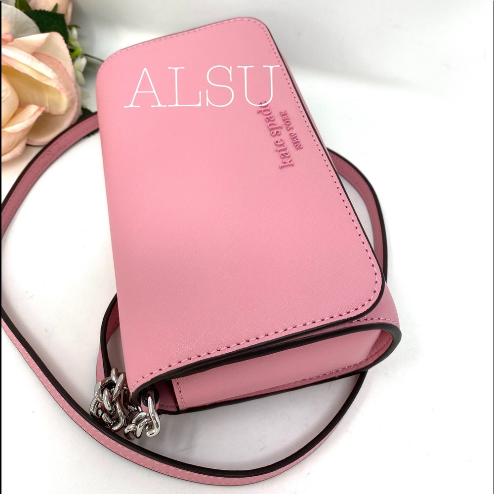 Kate♠️Spade Small Flap Crossbody Bag Monotone Pink - Picture 3 of 8
